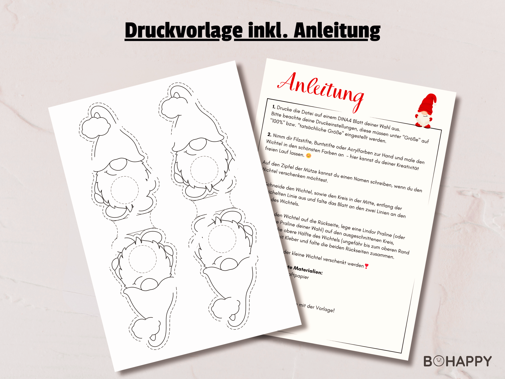 Weihnachtswichtel Schokoladenhalter - PDF Vorlage – Bild 4