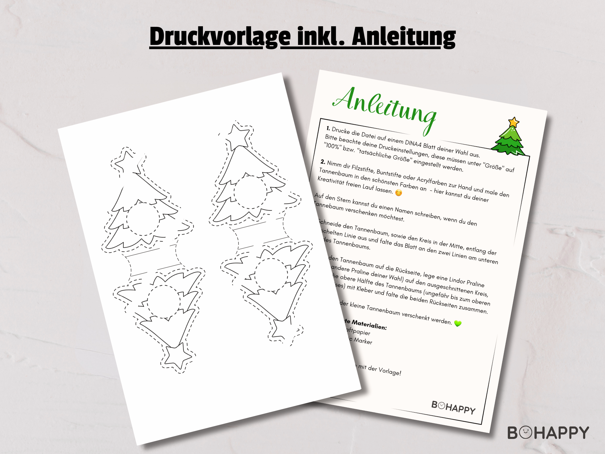 Weihnachtsbaum Schokoladenhalter - PDF Vorlage – Bild 2