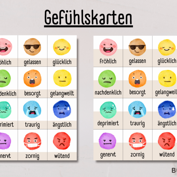 Gefühlskarten für Kinder Gefühle & Emotionen - PDF Vorlage