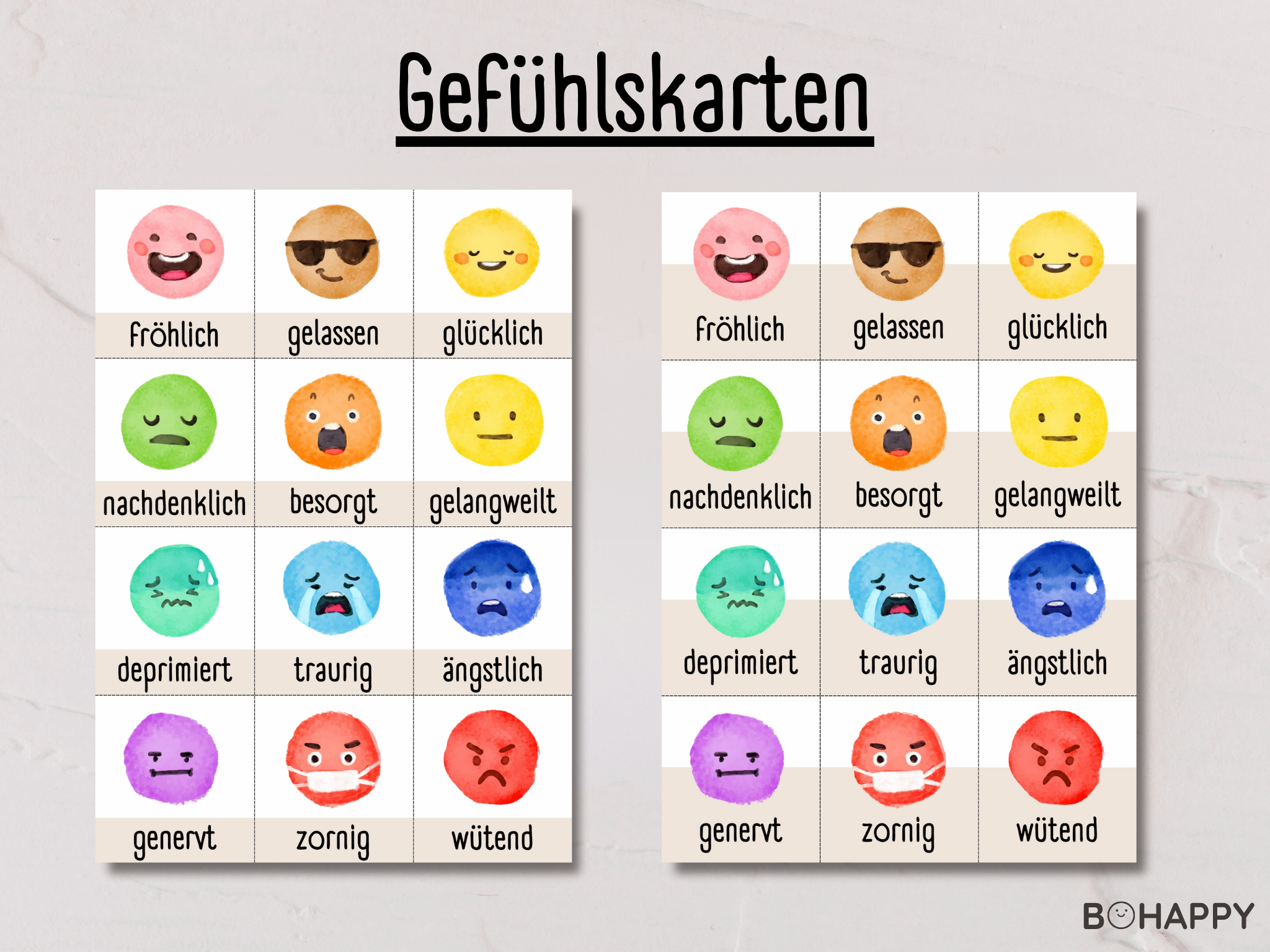 Gefühlskarten für Kinder Gefühle & Emotionen - PDF Vorlage