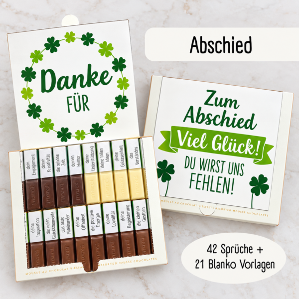 Gebastelte Merci Verpackung als Abschiedsgeschenk für Kollegen und Kolleginnen