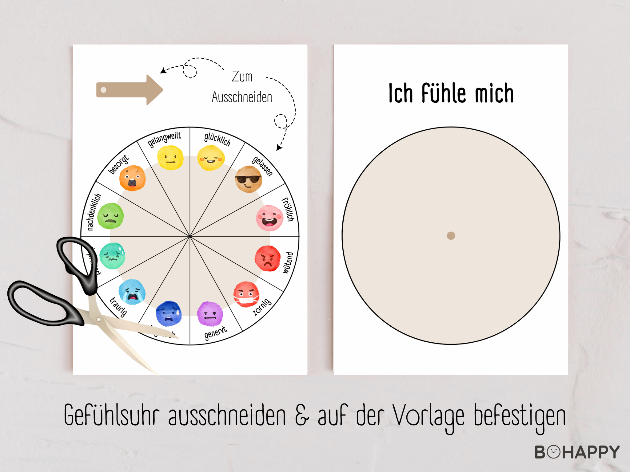 Gefühlsrad für Kinder zum spielerischen Kennenlernen verschiedener Gefühle und Emotionen